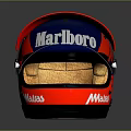 Marlboro Logo Weapon Helmet With Red Blue Design Transparent Visor And Brown Lining