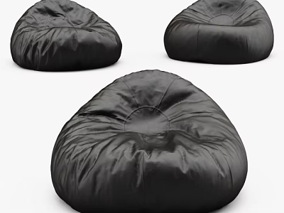 Three Black Leather Bean Bag Chairs For Comfortable Modern Living Space 3d model