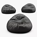 Three Black Leather Bean Bag Chairs For Comfortable Modern Living Space 3d model