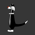Game Movie Cartoon Cat Character Black White Fur Red Nose Arms Outstretched Pose