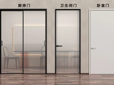 Sliding Doors with Modern Design for Kitchen and Bathroom Glass Panels 3d model