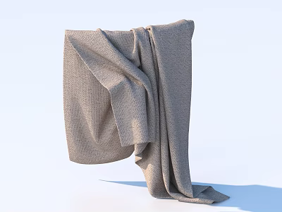 Cozy Beige Fabric Blanket With Textured Surface For Home Use 3d model