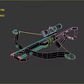 Powerful Crossbow With Red Accents And Mounted Tactical Flashlight 3d model