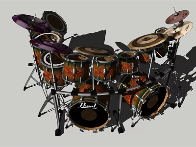 Modern Drum Instrument Drum Combination 3d model