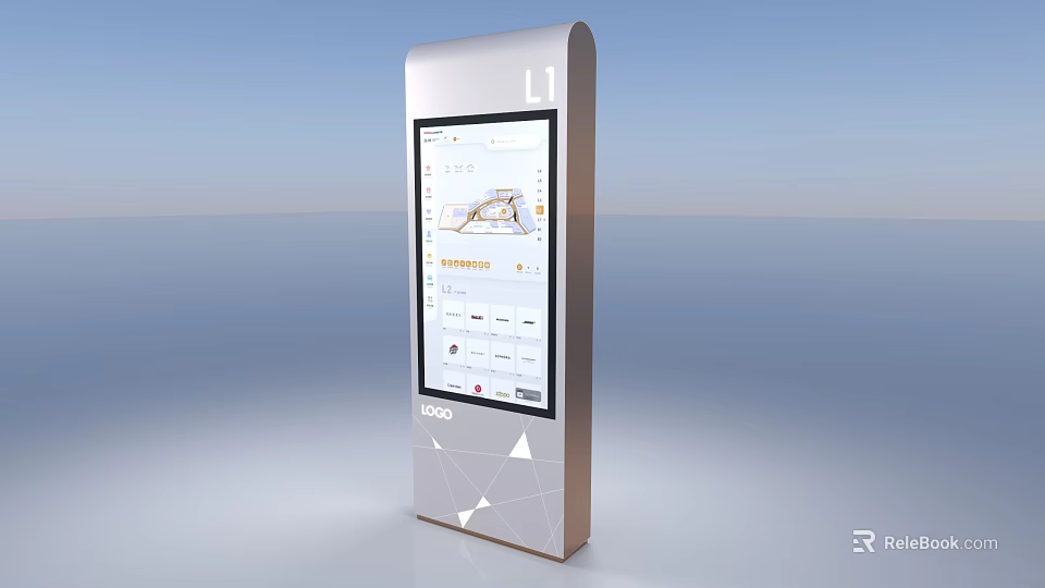 Mall Lobby Interactive Digital Directory With Navigation Map And Information Kiosk 3d model