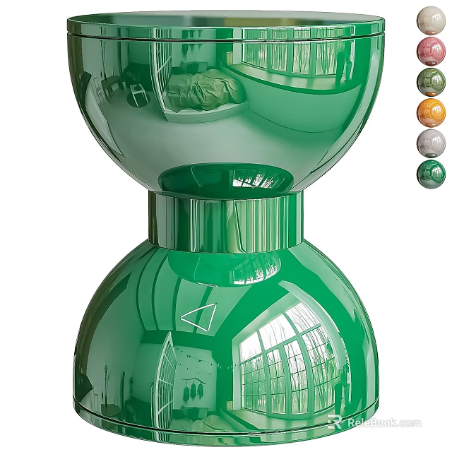 Glossy Green Double Spherical Ceramic Vessel With Colorful Small Decorative Accents 3d model 