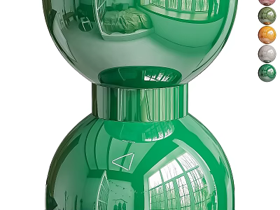 Glossy Green Double Spherical Ceramic Vessel With Colorful Small Decorative Accents 3d model