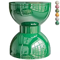 Glossy Green Double Spherical Ceramic Vessel With Colorful Small Decorative Accents