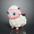 Cute Cartoon Sheep Toy With White Fluffy Wool Pink Body And Big Blue Eyes