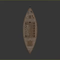 Traditional Wooden Boat With Storage Compartments And Small Cabin For Water Transportation