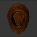 Red Leather Cowboy Hat With Ace Of Spades Card And Brass Badge Decoration