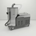 Commercial Industrial Vacuum Cleaner With Silver Body Black Hose And Wheels