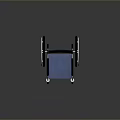 Blue Wheelchair With Metal Frame Fabric Seat Black Armrests And Spoked Wheels