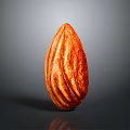 Close Up View Of Fresh Whole Almond With Natural Brown Striped Skin On Dark Background