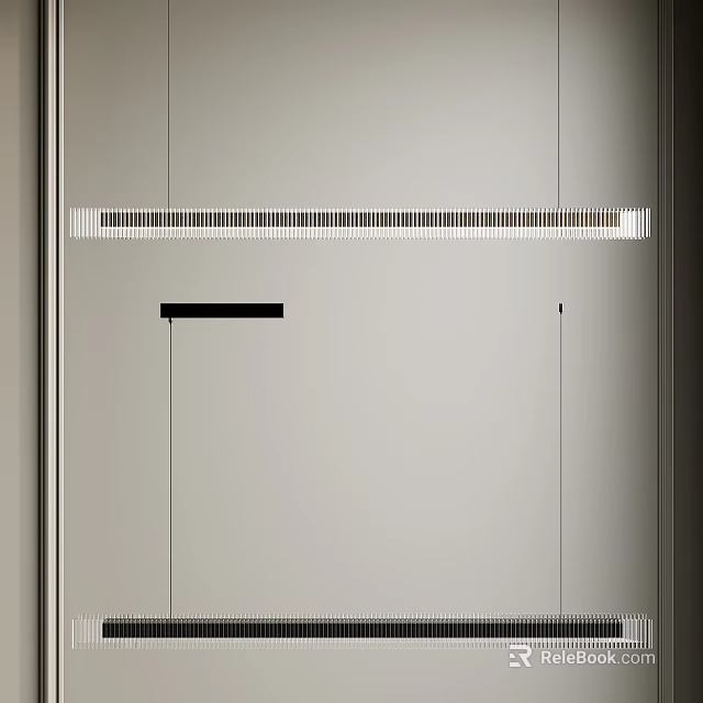 Modern Linear Pendant Light For Kitchen Interior With Sleek Design And LED Illumination 3d model