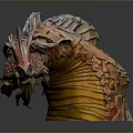 Game and Movie Mythical Dragon Character with Vibrant Red Orange Scales and Detailed Sculpted Head