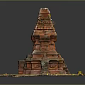 Orange Yellow Tower Shaped Rock Formation Natural Scenic Landscape With Ground