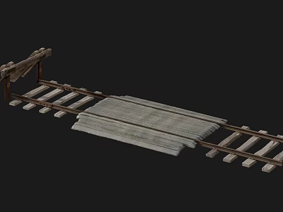 Wooden Railroad Track Structure With Planks And Ties On Dark Background 3d model
