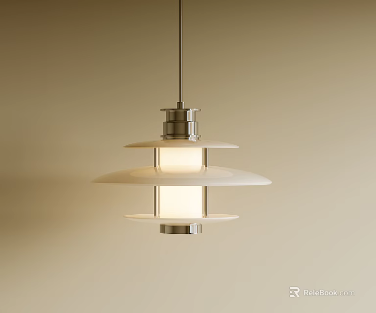 Modern Minimalist Pendant Light With Tiered White Shades Metal Frame And Soft Glow 3d model 