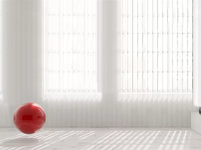 Bright Indoor Room With White Venetian Blinds Red Ball And Sunlight Shadows 3d model