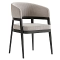 Modern Dining Chair With Wooden Frame And Light Gray Fabric Upholstered Comfortable Seat