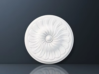 Elegant White Circular Carved Design With Intricate Petal Patterns And Central Circle Decoration 3d model