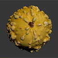Yellow Fruit With Bumpy Surface And Round Shape On Dark Background
