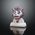 Cartoon Lion Cat Character With Purple Mane Blue Big Eyes Open Mouth And White Base