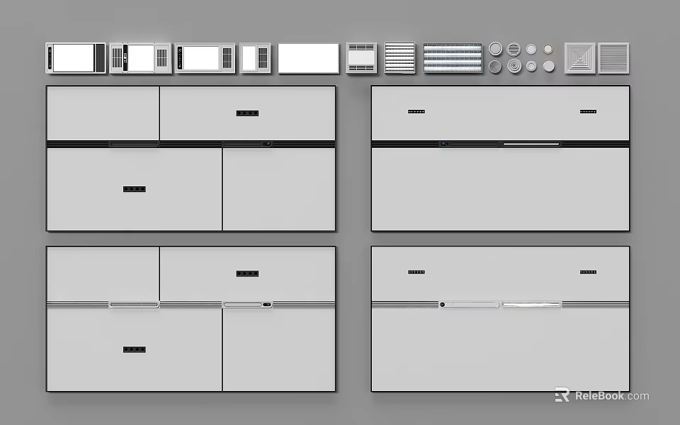 Modern Ceiling Design With Various Panel Styles And Decorative Elements 3d model