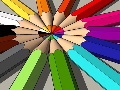 Colorful Collection of Colored Pencils Arranged in Circular Pattern with Diverse Shades 3d model