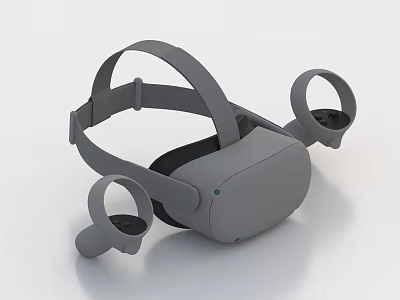 Gray VR Headset Design With Adjustable Headband And Controller Attachments 3d model