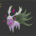 Game Movie Character Featuring Pink Deer With Long Antlers Pink Diamond Crystals And Gray Tail