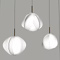 Modern White Pleated Pendant Lights With Gold Metal Rods For Interior Decor