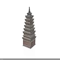 Traditional Chinese Tower Architecture With Multi Layered Structure And Stone Base 3d model