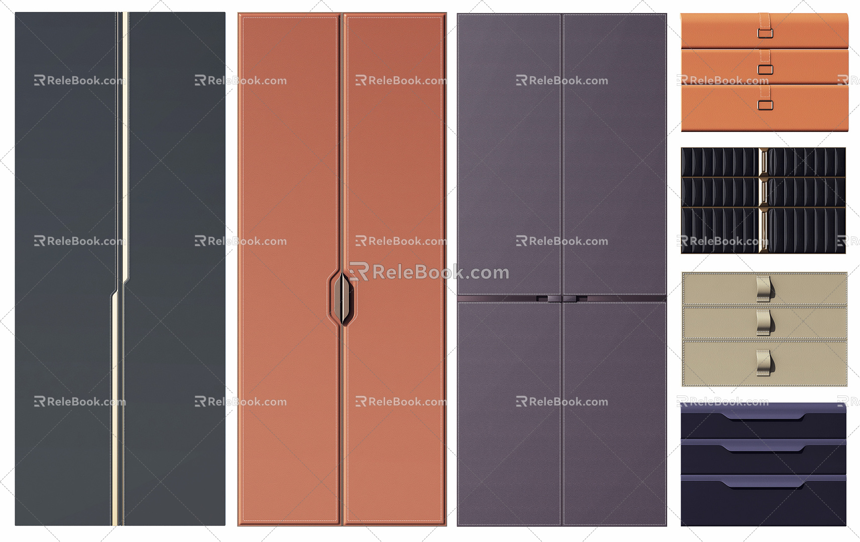 Modern Wardrobe Door Leather Wardrobe Door Combination 3d model