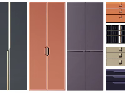 Modern Stylish Wardrobe Doors With Various Colors Sleek Handles And Panel Designs 3d model