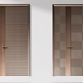 Modern Double Doors With Fluted Panels Checkerboard Pattern And Brushed Brass Finish 3d model