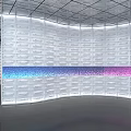 Contemporary Curved Wall Design With Neatly Arranged Compartments Colorful Light Strip And Midea Branding
