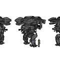 Giant Mech Game Movie Character Design With Human Figure For Scale