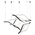 Modern Minimalist Chandelier Featuring Wavy Black Metal Lines For Interior Design