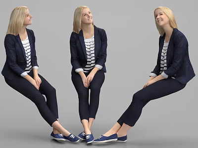 The modern woman who sits 3d model