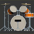 Complete Orange Drum Set With Multiple Drums Cymbals Sturdy Metal Stands And Black Stool