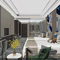 Hotel Guest Room Modern Interior With Living Area TV Fireplace Sofa And Coffee Table