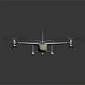 White Airplane Model With Four Propellers Shiny Body And Reflective Surface
