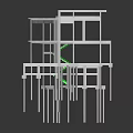 Modern Metal Storage Shelving Unit With Multiple Open Layers And Green Accents