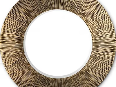 Elegant Round Golden Mirror with Radiating Striped Frame for Modern Decor 3d model