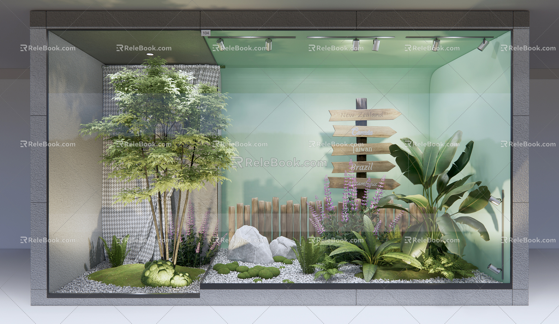 Modern Window Window Plant Landscape 3d model