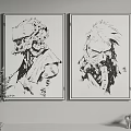 Black And White Mechanical Style Wall Art For Home Decor On Living Room Wall