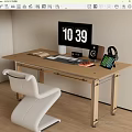 Modern desk and chair study table and chair combination 3d model