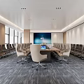 Modern Conference Room Interior With Large Meeting Table And Comfortable Chairs 3d model